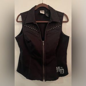 Harley-Davidson Zip-up Vest with Bling Detail and Eagle.